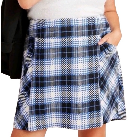 Anthropologie Dresses & Skirts - Anthropologie Maeve Skirt Blue Plaid Mini Lined Pockets size 10